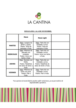 SEMANA DEL 1 AL 4 DE NOVIEMBRE. Men&uacute; Men&uacute; Light MARTES