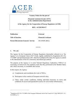 Vacancy Notice for the post of Financial Assistant - ACER