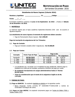 Matr&iacute;cula Estudiantes de Nuevo Ingreso - Trimestre Sep
