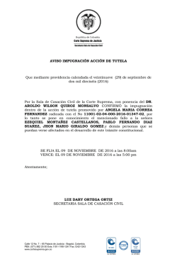 AVISO IMPUGNACI&Oacute;N ACCI&Oacute;N DE TUTELA Que mediante