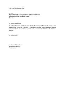 Lima, 11 de noviembre de 2016 Se&ntilde;ores Registro P&uacute;blico de