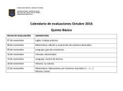 Calendario de evaluaciones Octubre 2016 Quinto B&aacute;sico