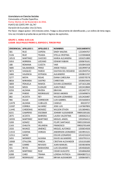 Licenciatura en Ciencias Sociales Convocados a Prueba Espec&iacute;fica