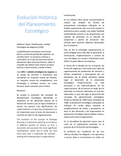 Evoluci&oacute;n Hist&oacute;rica del Planeamiento Estrat&eacute;gico