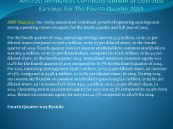 AmTrust Announces Continued Growth of Operated Earnings For The Fourth Quarter 2015