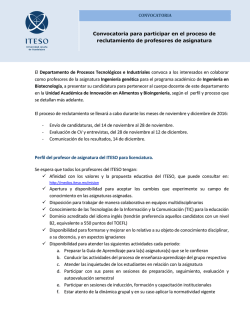 Convocatoria para profesor de asignatura de "Ingenier&iacute;a gen&eacute;tica"