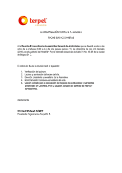 La ORGANIZACI&Oacute;N TERPEL S. A. convoca a TODOS SUS