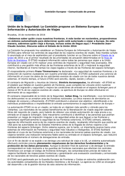 Uni&oacute;n de la Seguridad: La Comisi&oacute;n propone un Sistema