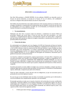 Pol&iacute;tica de privacidad - Capit&aacute;n Morgan Embajadas