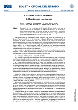 Inspectores 2015 - Relaci&oacute;n de aprobados de la fase de oposici&oacute;n