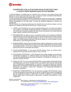 superficies con aletas derivadas de motogp para la nueva