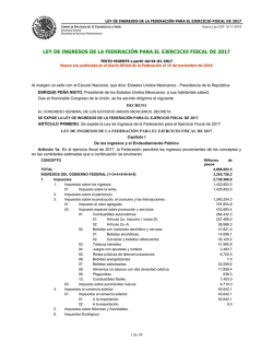 Ley de Ingresos de la Federaci&oacute;n para el Ejercicio Fiscal de 2017