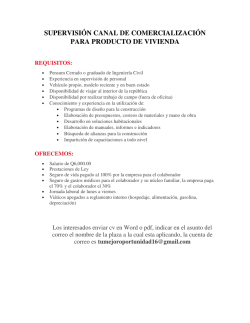 supervisi&oacute;n canal de comercializaci&oacute;n para producto de