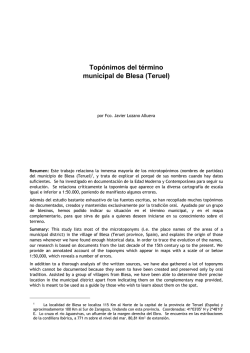 Top&oacute;nimos del t&eacute;rmino municipal de Blesa (Teruel)