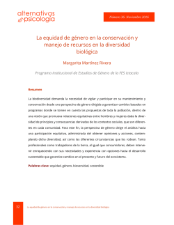 La equidad de g&eacute;nero en la conservaci&oacute;n y manejo de recursos