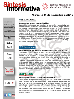 Mi&eacute;rcoles 16 de noviembre de 2016