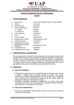 FUENTES DE ENERG&Iacute;A NUEVAS Y RENOVABLES S&Iacute;LABO I