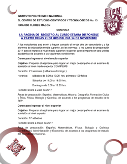 convocatoria - CECyT 13 - Instituto Polit&eacute;cnico Nacional