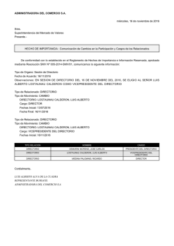 ADMINISTRADORA DEL COMERCIO SA mi&eacute;rcoles, 16 de