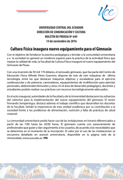 Cultura F&iacute;sica inaugura nuevo equipamiento para el Gimnasio