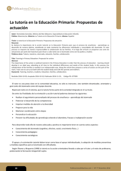 La tutor&iacute;a en la Educaci&oacute;n Primaria: Propuestas de actuaci&oacute;n
