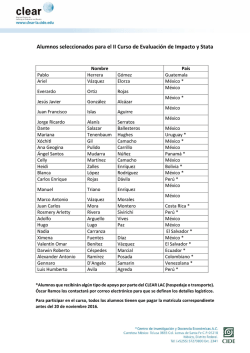 Alumnos seleccionados para el II Curso de Evaluaci&oacute;n de