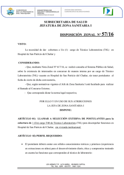 Disposici&oacute;n zonal N&ordm; - Ministerio de Salud y Desarrollo Social del