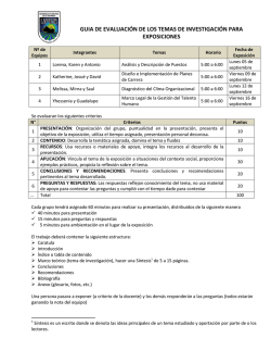 guia de evaluaci&oacute;n de los temas de investigaci&oacute;n para exposiciones