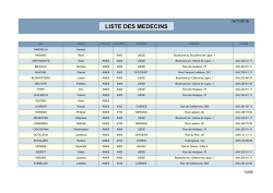 Tableau des m&eacute;decins tri&eacute;s par sp&eacute;cialit&eacute;