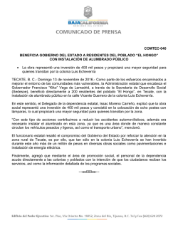 COMTEC-040 BENEFICIA GOBIERNO DEL ESTADO A