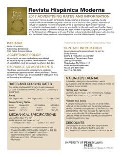Advertise in RHM - Revista Hisp&aacute;nica Moderna