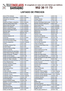 Listado de Precios - TeleCongelados Barrabino