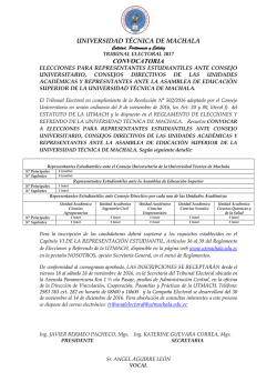 UNIVERSIDAD T&Eacute;CNICA DE MACHALA CONVOCATORIA