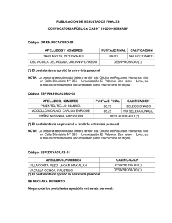PUBLICACION DE RESULTADOS FINALES CONVOCATORIA