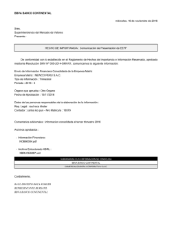 BBVA BANCO CONTINENTAL mi&eacute;rcoles, 16 de noviembre