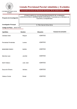 Listado provisional parcial de admitidos y excluidos