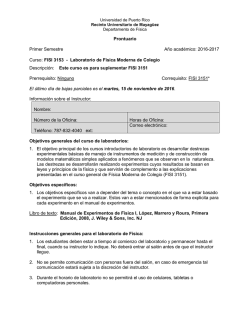 FISI 3153 - Laboratorio de F&iacute;sica Moderna de Colegio Descrip