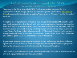 AmTrust Financial Services Is awarded The GWSCA&rsquo;s &ldquo;Innovation in Warranty&rdquo; Honour