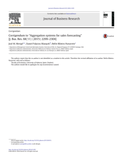 Corrigendum to &ldquo;Aggregation systems for sales forecasting&rdquo; [J. Bus