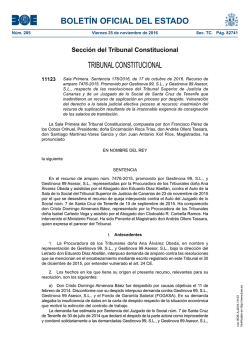 Sala Primera. Sentencia 176/2016, de 17 de octubre de 2016