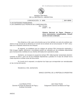 COMUNICACI&Oacute;N &ldquo;A&rdquo; 6101 23/11/2016 A LAS ENTIDADES