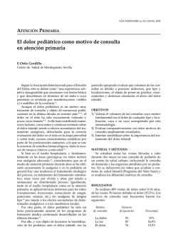 El dolor pedi&aacute;trico como motivo de consulta en atenci&oacute;n primaria