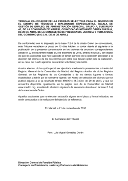 tribunal calificador de las pruebas selectivas para el ingreso en el