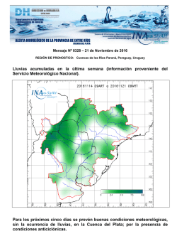 Lluvias acumuladas en la &uacute;ltima semana (informaci&oacute;n proveniente