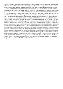 PRIMER REMATE.- El d&iacute;a 20 de diciembre del 2016 a