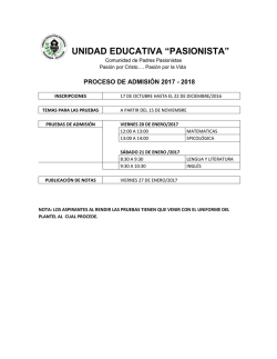 pruebas admision 2017 - Unidad Educativa Pasionista