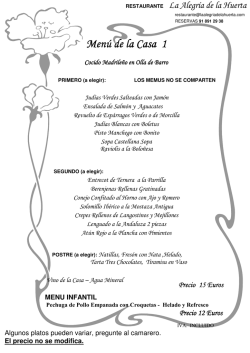 Men&uacute; de la Casa 1 Men&uacute; de la Casa 1