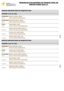 tribunales evaluadores de trabajo final de m&aacute;ster curso 2016