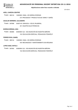 ADJUDICACI&Oacute; DE PERSONAL DOCENT INTER&Iacute; DIA 25-11-2016