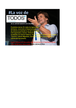 EN EL DEPARTAMENTO DE COLONIA El pr&oacute;ximo viernes 25